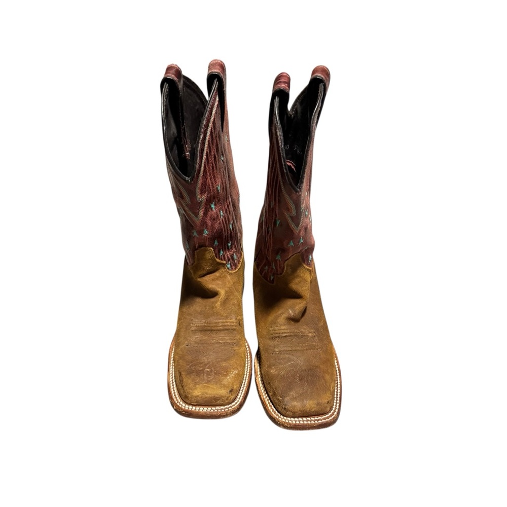 Justin Women's Bent Rail Cowgirl Boots Western Leather Suede Red Blue Size 6.5 B - Picture 3 of 7